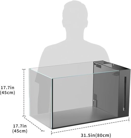 Allcolor Ultra Clear Rimless Aquarium Tank gallons Low Iron Glass Side Filtration + Anti-Jumping net (40Gal)