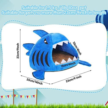 Jetec Shark Guinea Pig Hideout Bed, Small Animal Hamster House, Navy Blue