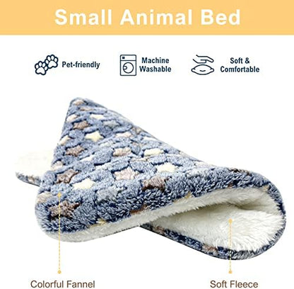 3PCS Rabbit Bed, Soft Bunny Bedding, Fleece Guinea Pig Blanket