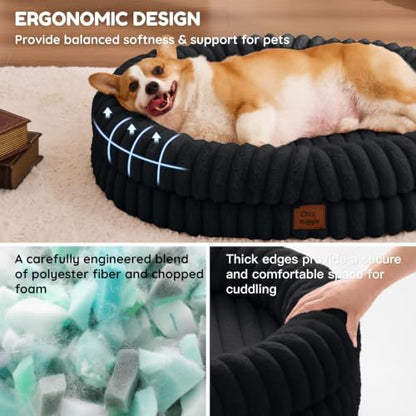 ChiXnuggle Orthopedic Dog Bed, Washable Cover, Faux Fur Bolster Pet Couch