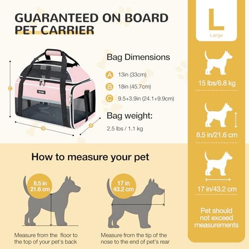 Lekereise Top-Expandable Pet Carrier 18x13x9.5 Inch Southwest Frontier Airline Approved Soft Sided Underseat to 15lbs Travel Carriers for Small Cats Dogs with Locking Safety Zippers Anti-Scratch Mesh