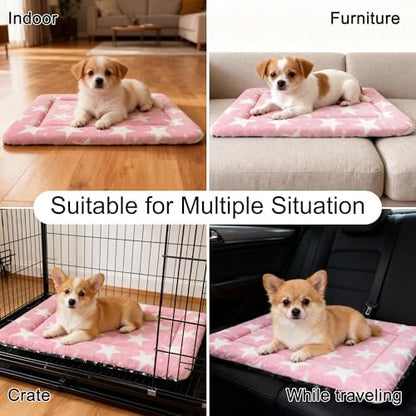 Dog Crate Pad Washable Cat Dog Pet Bed for Crate kennel Small Mat 24in Pink