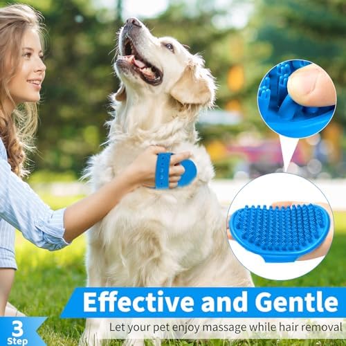Comotech 6PCS Dog Bath Brush & Dog Toothbrush | Adjustable Handle Shampoo Brush & Scrubber for Short & Long Haired Dogs & Cats | Effectively Solve Odor & Stain Removal Problems (Blue Blue Blue.)