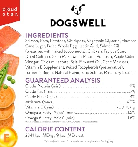 DOGSWELL Skin & Coat Soft & Chewy Dog Treats, Salmon, 14 oz. Pouch