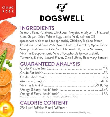 DOGSWELL Skin & Coat Soft & Chewy Dog Treats, Salmon, 14 oz. Pouch