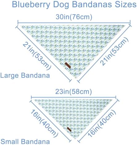 Blueberry Dog Bandana, Spring Summer Blueberry with Bowtie Puppy Bandana for Girl Female Dogs, Soft Cotton Pet Triangle Bid Scarf Kerchief for Girl Boy Dogs or Cats