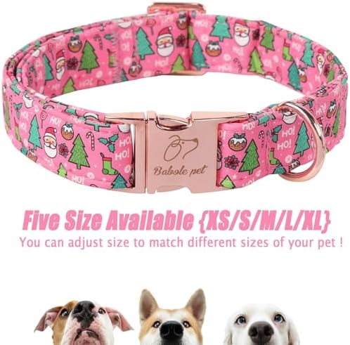 Christmas Dog Collar for Large Dogs - Design Cute Winter Holiday Collars Adjustable Santa Claus Pet Metal Buckle Collar for Puppy Girl Boy Female Dogs L