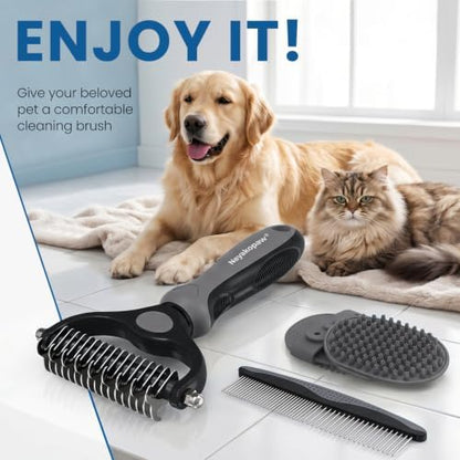 Undercoat Rake, Dematting Metal Comb and Bathing Brush For Dogs and Cats
