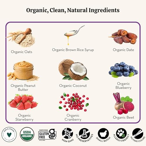 Lord Jameson Very Berry Soft & Chewy Certified Organic Dog Treats for Small Breeds - Antioxidant-Rich Blueberries & Strawberries - No-Bake Recipe, Gluten-Free, Preservative-Free - Made In USA - 3 oz