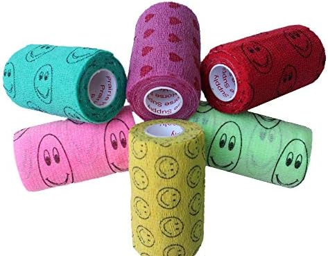 3 Inch Vet Wrap Tape Bulk (Assorted Patterns) (Pack of 12) Self Adhesive Adherent Adhering Flex Bandage Grip Roll Dog Cat