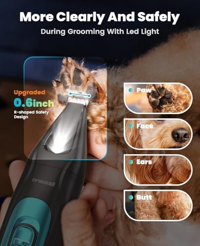 oneisall Professional 4-in-1 Dog Grooming Kit with LED Light