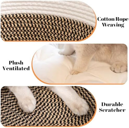 CHEERHOME PETS Handwoven Cat Basket Bed Cooling for Indoor Cat with Cushion