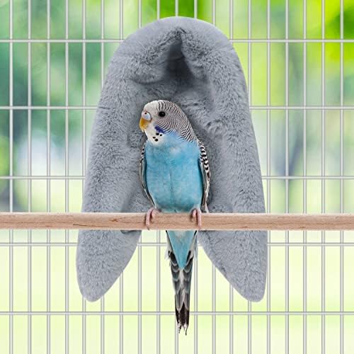 Wontee Cozy Bird Blanket Parrot Cage Snuggle Hut Warm Bird Nest House Bed Hanging Hammock for Parakeet Cockatiel Conure African Grey (Medium, Grey)