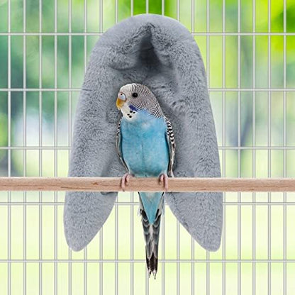 Wontee Cozy Bird Blanket Parrot Cage Snuggle Hut Warm Bird Nest House Bed Hanging Hammock for Parakeet Cockatiel Conure African Grey (Medium, Grey)