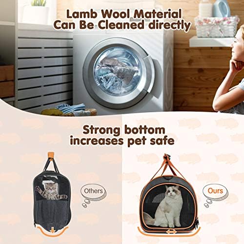 Cat Carrier TSA Airline Approved with Ventilation for Small Medium Cats Dogs Puppies, Dog Carrier with Big Space, 5 Mesh Windows, 4 Open Doors for Comfortable Travelling.