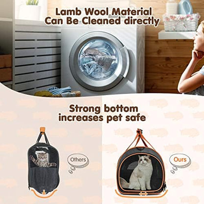 Cat Carrier TSA Airline Approved with Ventilation for Small Medium Cats Dogs Puppies, Dog Carrier with Big Space, 5 Mesh Windows, 4 Open Doors for Comfortable Travelling.