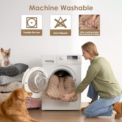 EHEYCIGA Washable Large Dog Bed for Crate, 36x27 Inch Pet Bed, Camel