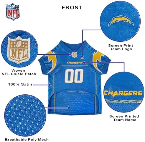 Pets First NFL Los Angeles Chargers Dog Jersey, Size Large, Football Shirt Costume for Pet, Dog Sports T-Shirt, NFL Team Clothing for Cats, Licensed Pet Apparel Available in 7 Sizes and 32 Teams