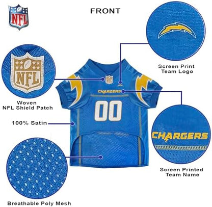 Pets First NFL Los Angeles Chargers Dog Jersey, Size Large, Football Shirt Costume for Pet, Dog Sports T-Shirt, NFL Team Clothing for Cats, Licensed Pet Apparel Available in 7 Sizes and 32 Teams