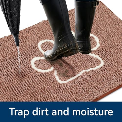 Bcoimo Super Absorbent Dog Door Mat, 30"*20" Anti Slip Mat for Muddy Paws