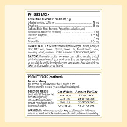 WellJoy Immune Cat Supplement + Lysine, Astaxanthin, GutBoost, 90ct