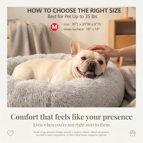nononfish Plush Donut Dog Bed for Small Dogs,Cozy Round Pet Bed