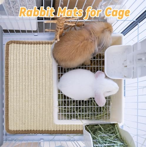 Large Rabbit Scratching Pad,23.6 x15.7 Inch Natural Sisal Scratch Mat for Bunny Biting Sleeping Nesting Pad Indoor Small Animal Claws and Teeth Care Bedding Accessories