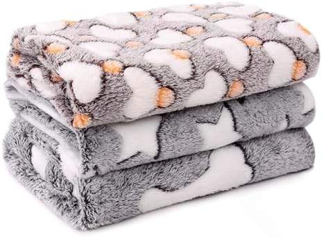 MIWOPET 3 Pack Fleece Pet Blankets Warm Bed Throw for Dogs & Cats 30x20in