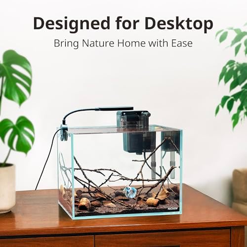 NICREW 2.5 Gallon Nano Nature Aquarium Kit Betta Fish Tank, Basic, Clear