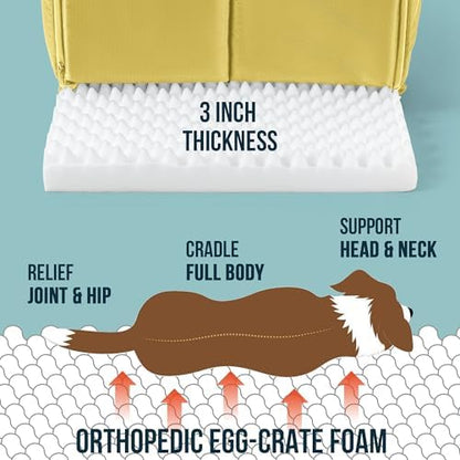 PELZIN Orthopedic Dog Bed House - Outdoor Waterproof Dog Tent with Washable Removable Cover - Durable Indoor Pet Cave Bed for Small Breeds & Fits 24-Inch Crate - 23"x16", Moonstone