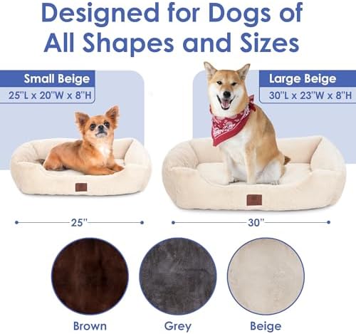 AKC Plush Cuddler Dog Bed, Low-Profile Entrance, Small Dogs, Beige, 25"
