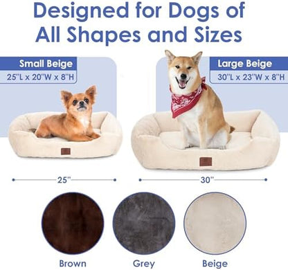 AKC Plush Cuddler Dog Bed, Low-Profile Entrance, Small Dogs, Beige, 25"