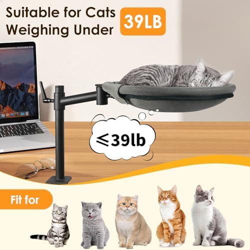 Cat Desk Bed 360° Rotating & Adjustable Cat Bed for Desk Supports to 40 Lbs