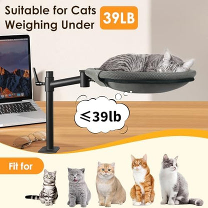 Cat Desk Bed 360° Rotating & Adjustable Cat Bed for Desk Supports to 40 Lbs