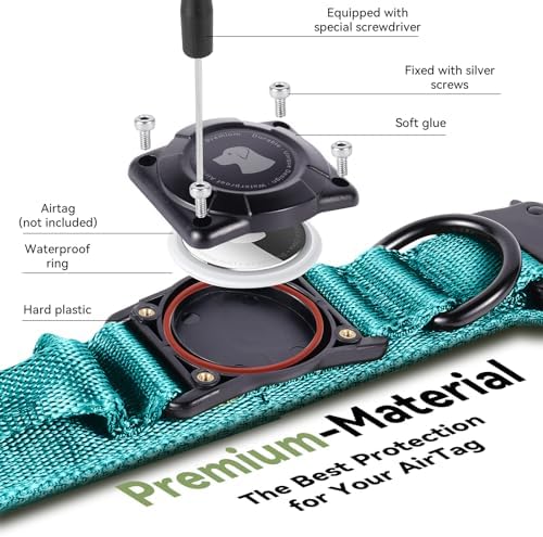 2026 Upgrade Waterproof Tactical AirTag Dog Collar, Built in AirTag Holder