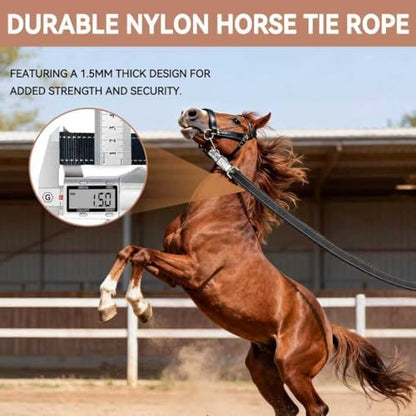 4 Pack Heavy-Duty Cross Ties for Horse - Adjustable Nylon Cross Ties with Panic Snap and Bull Snap (56.5"-98.4"), All-in-One Set with 4 Pack Tie Rings & 16 Matching Screws. (4 Pack-B)