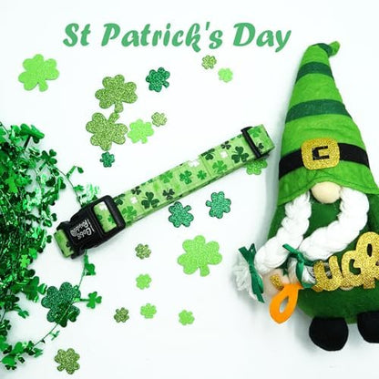 St Patrick's Green Trefoil Print Dog Collar for Large Dogs