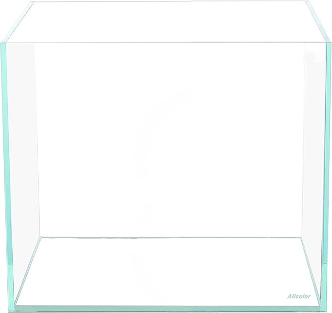 Allcolor Ultra Clear Rimless Aquarium Tank 6-60 gallons Low Iron Glass (7Gal - Top Glass Canopy)