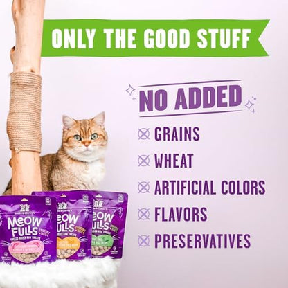 Stella & Chewy's Meowfulls Freeze Dried Cat Treats - Turkey & Duck Recipe - Raw Protein with Probiotics-& Salmon Oil - 1 Calorie Per Treat - 1.5 oz,(Pack of 2)