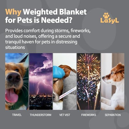 LaSyL Weighted Blanket for Pets | Thunder Blanket for Dogs Anxiety | Premium Soft Minky | Relaxation & Calming & Anti Anxiety | Used in Car, Bed, Couch | Dark Grey, Washable Small (24"x32")