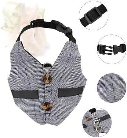 Rabbit Vest Harness and Leash Set Adjustable Formal Suit Style for Bunny Kitten Small Animal Walking (M)