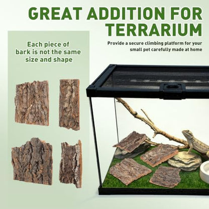 CALLARON 4 Pcs Cork Bark for Reptiles, Natural Terrarium Cork Bark Decor