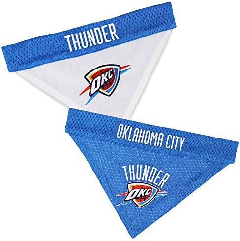 Pets First NBA Dog Bandana - Oklahoma City Thunder Reversible Pet Bandana. 2 Sided Home & Away Sports Bandana with a PREMIUM Embroidery TEAM Logo, Large/X-Large