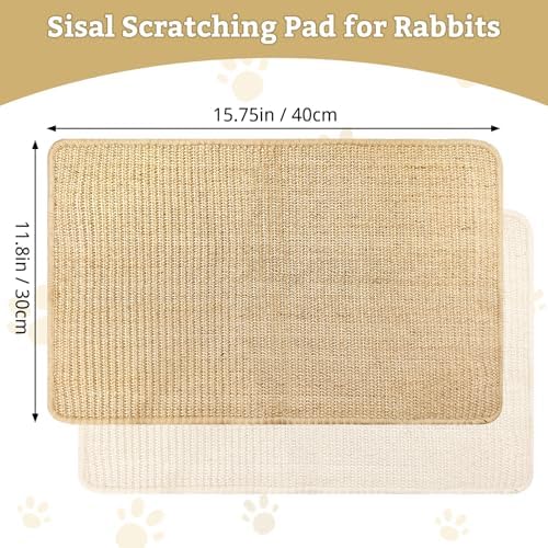 kathson Rabbit Scratching Pad 2 Pcs Natural Sisal Bunny Scratch Mat, Small Animals Nail Scratcher Guinea Pigs Grinding Claw Rug Pet Cage Flooring for Biting Sleeping Nesting (15.75 * 23.62 in)