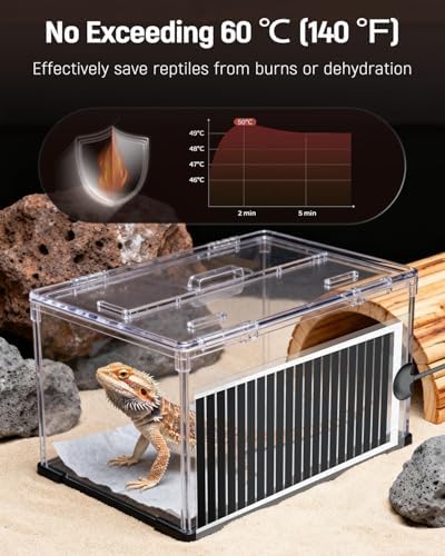 Pawfly 14 W Reptile Heat Pad with Thermostat 11 x 5.9 Inch Reptile Heating Pad Under Tank Terrarium Reptile Heat Mat for Turtles Frogs Snakes Lizards Geckos Hermit Crabs & Spiders