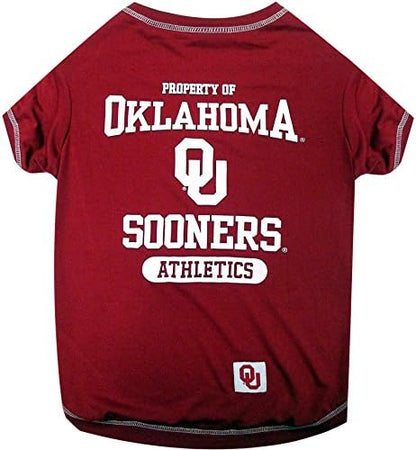 Pets First Collegiate OKLAHOMA SOONERS Dog T-Shirt, Small. - Licensed Shirt for Pets Team Colored with Team Logos.- Premium Stretchable Materials for the Comfrot of your Dog & Cat.