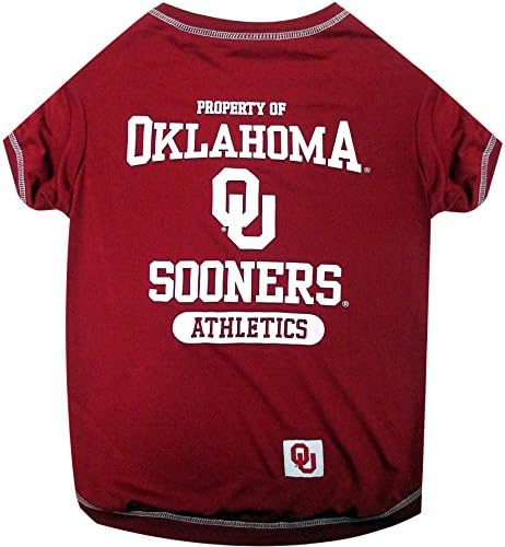 Pets First Collegiate OKLAHOMA SOONERS Dog T-Shirt, Small. - Licensed Shirt for Pets Team Colored with Team Logos.- Premium Stretchable Materials for the Comfrot of your Dog & Cat.