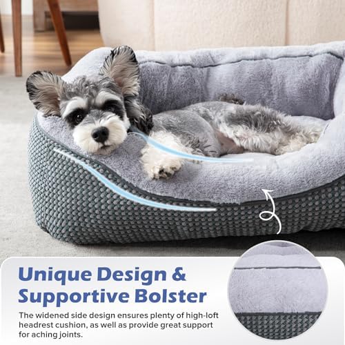 INVENHO Small Dog Bed for Small Dogs, Cat Beds for Indoor Cats Washable, Orthopedic Dog Bed, Warming Soft Calming Sleeping Puppy Bed Durable Pet Bed with Anti-Slip Bottom S(20"x19"x6")