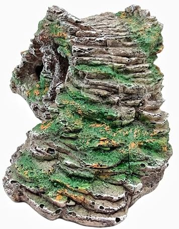 Reptile Hideouts,Resin Reptile Cave Habitat for Leopard Geckos, Lizards, Turtles, Snakes and Amphibians. (Circular Island Platform, Large)