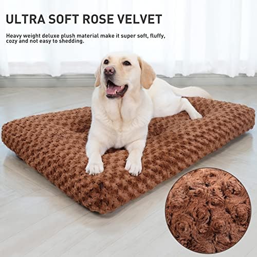 KSIIA Washable Dog Beds Large Sized Dog Crate Bed Pet Mat 41"x27" Brown